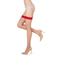 thumbnail image 1 of MeMoi Women's Backseam Thigh High Sheer Stockings - Womens - Female, Q1/Q2, Nude-Red, 1 of 12