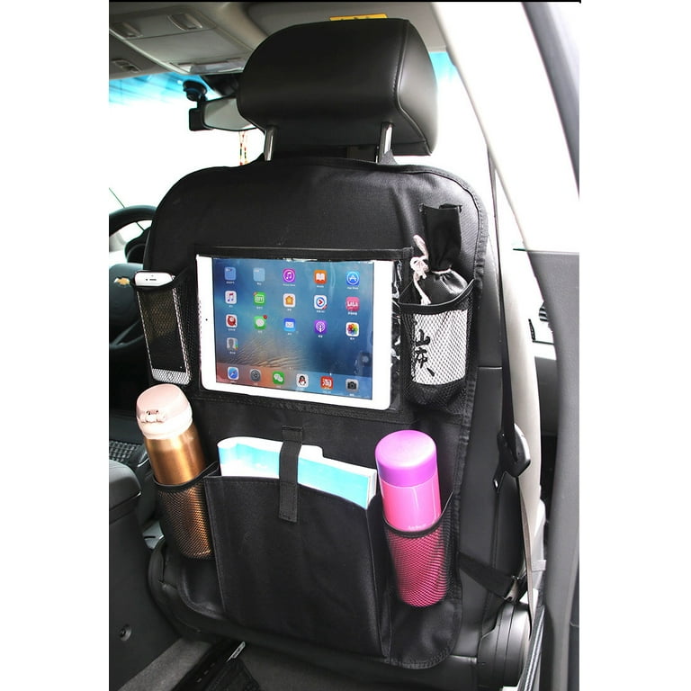 Backseat Car Organizer Kick Mats Back Seat Storage Bag with Clear Screen  Tablet Holder and 5 Storage Pockets, Seat Back Protectors for Toys Drinks  Book Kids Toddler Tra 