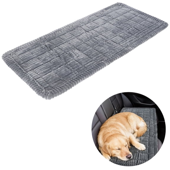 Backseat Dog Car Mat Bed, Gray Machine Washable Travel Pet Blanket, Soft Cozy Non-Slip Protector, 24.4 x 53.9 In