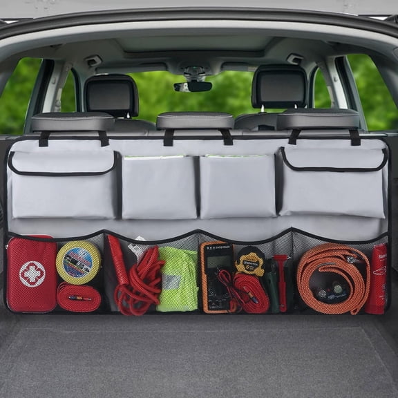 Backseat Trunk Organizer - Gray, 8 Large Storage Bags - Super Capacity Storage Solution for SUVs, , , and - Organization for a Clutter-Free Space
