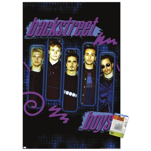 Backstreet Boys - Purple Panels Wall Poster with Pushpins, 22.375" x 34"