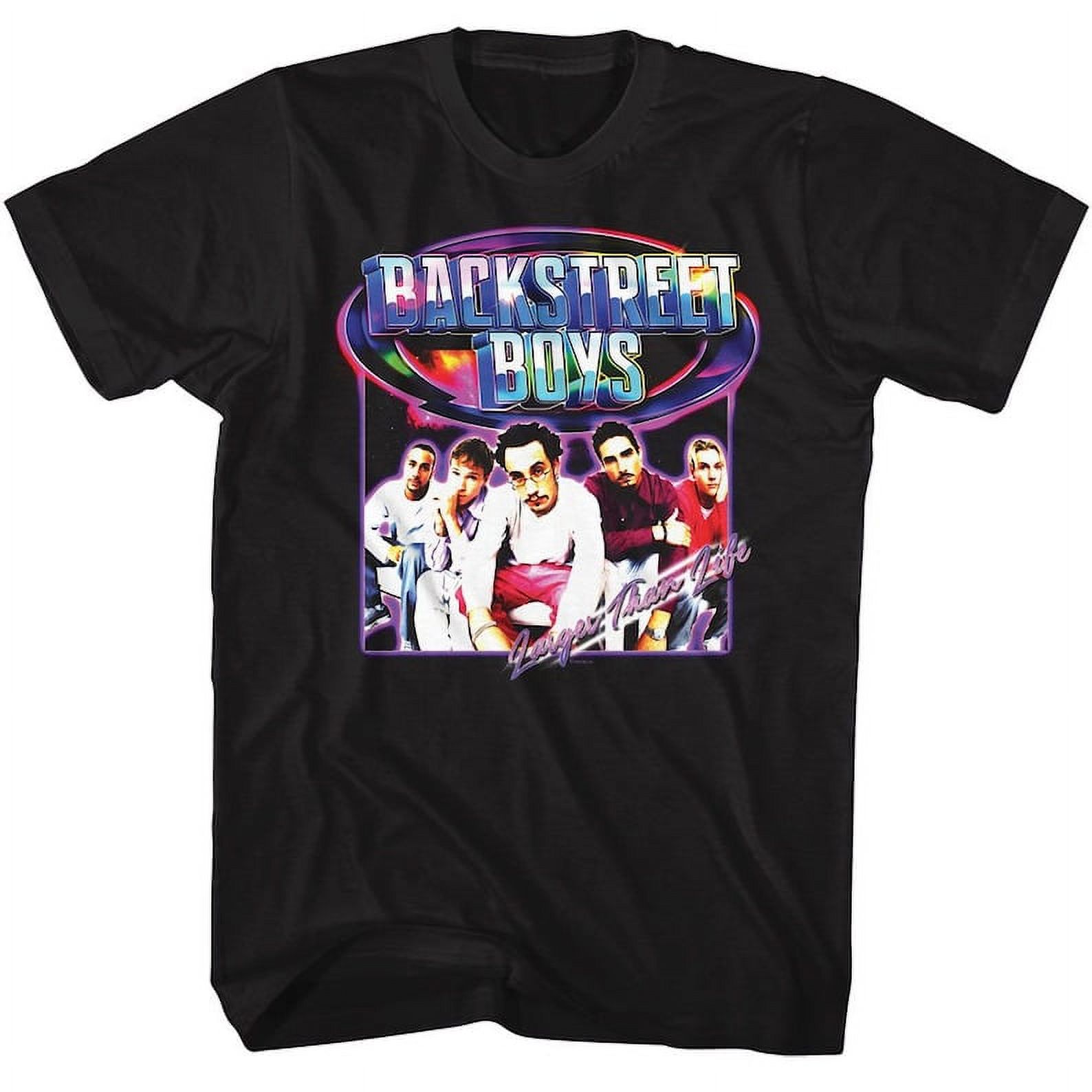 Backstreet Boys Y2K Rainbow Shine Black Adult TShirt