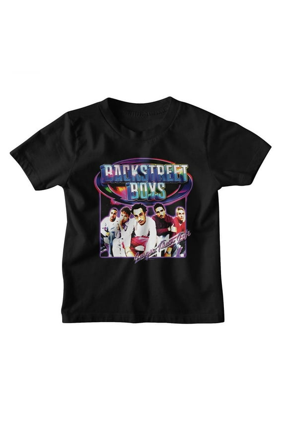Backstreet Boys Y2K Rainbow Shine Black Youth T-Shirt