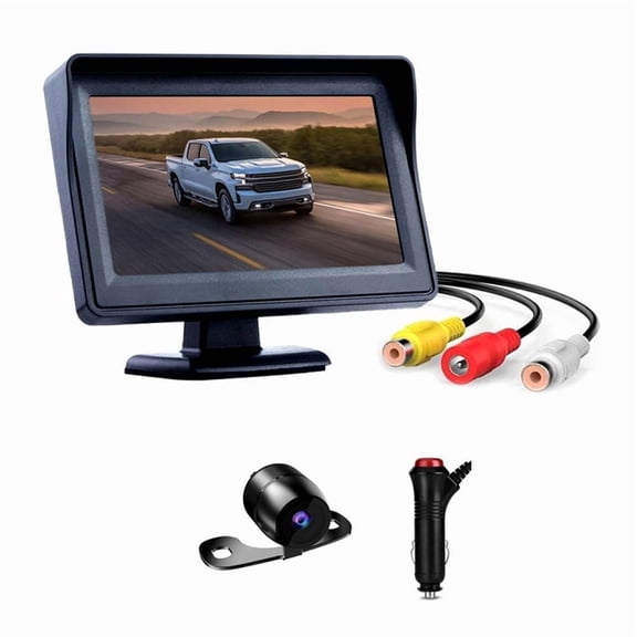Backup Camera with 4.3 Inch Monitor, Night Vision Waterproof Plug and Play Reverse Rear View Camera System for Car Truck