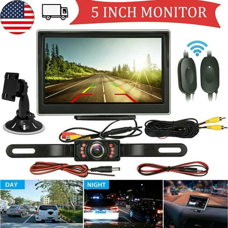 Backup Camera Car Rear View Wireless HD Parking System Night Vision with 5" Monitor