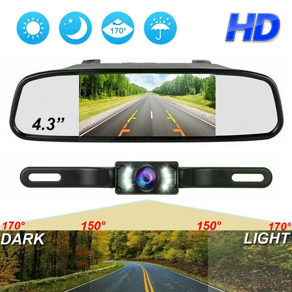 Backup Camera Mirror 4.3" Parking System Kit Car Rear View Reverse Night Vision