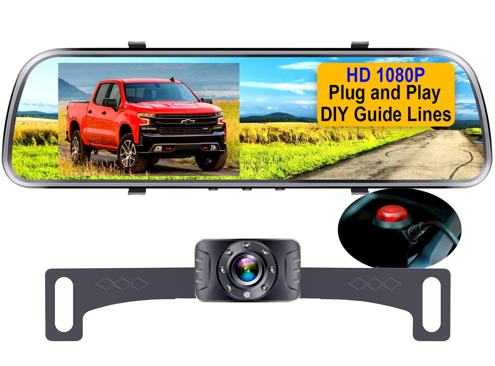 Backup Camera Mirror HD 1080P Plug and Play Easy Set up Color Night