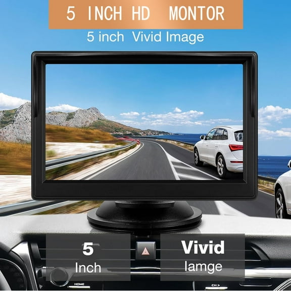 Backup Camera Monitor  - 5 Inch 12V/24V HD Image Back up Camera Screen for Cars Trucks SUVs Vans RVs Trailers Campers, Dashboard/Windshield Installation, 12V/24V, Camera Not Included (5 Inch)