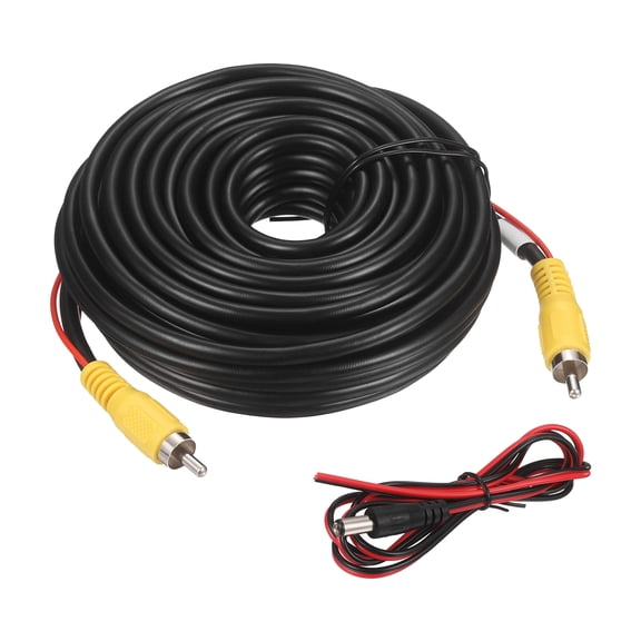 Backup Camera RCA Video Cable, 32.8FT/10M Copper Core Audio Video Cord RCA Male to Male Extension Cable w/DC Power AV Cord for Car Reverse Rear View Camera Systems