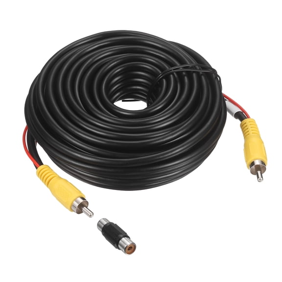 Backup Camera RCA Video Cable, 32.8FT/10M Copper Core Audio Video Cord RCA Male to Male Extension Cable w/Female Coupler Adapter for Car Reverse Rear View Camera Systems