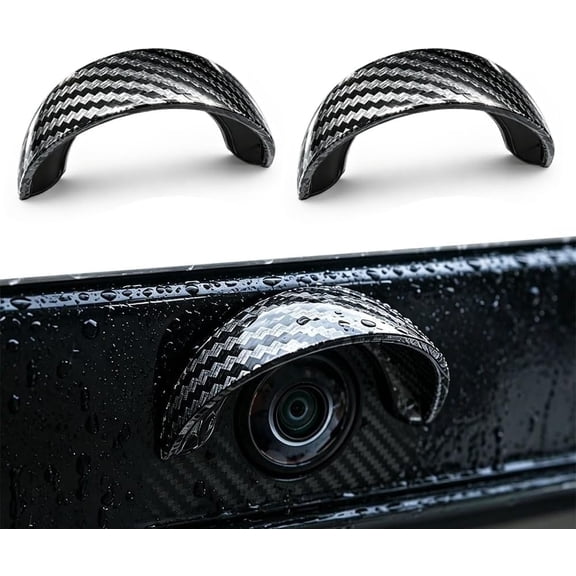 Backup Camera Rain Shield Carbon Fiber Rear View Camera Anti Rain Cover for Car 2 Pack Waterproof Guard