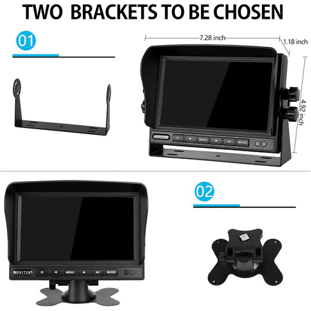 Backup Camera System Kit 7" LCD Reversing Monitor +Rear View Back Up Camera with 170 ° Wide Angle, Waterproof IP68, 18 Infrared Night Vision for Trucks/RV/Trailers/Bus/Vans/Box Truck
