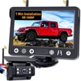 thumbnail image 1 of Backup Camera  for : 1 Minute Easy Install  1080P Rear View Camera Solar - Portable  5 Inch  System for   SUV RV Trailer Camper Y02, 1 of 7