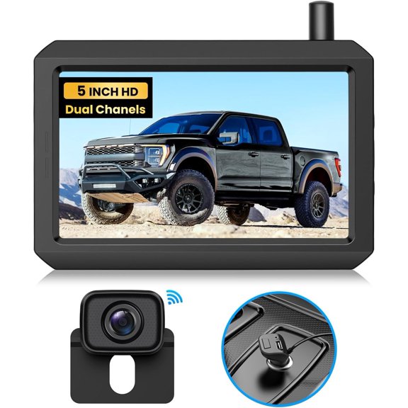 Backup Camera for : 5 Inch , Easy Install Digital Signal Up Camera System, Color Night Vision Rear View Camera for Pickup SUV Van - W7Pro