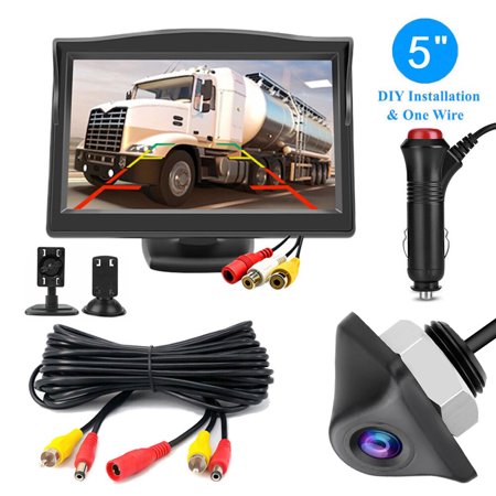 Backup Camera with 5 in Monitor License Plate Back Integrator Backup Camera Kit