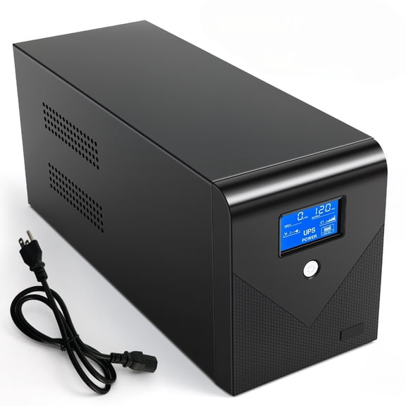 Backup UPS Power Supply 1200VA 720W Battery Backup Power with 4 Outlets and LCD Display, Suitable for Home and Office