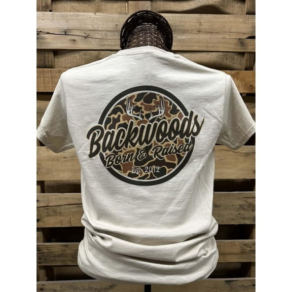 Backwoods Born & Raised Camo Logo Unisex T-Shirt