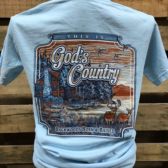 Backwoods Born & Raised God's Cabin Country Bright Unisex T Shirt ...