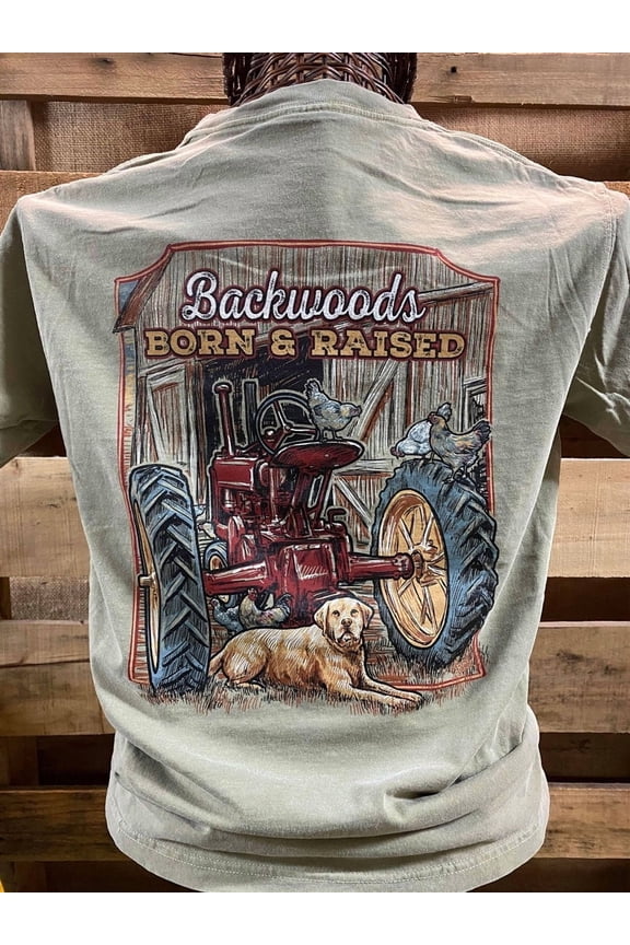 Backwoods Born Raised Tractor Dog Bright Unisex T Shirt