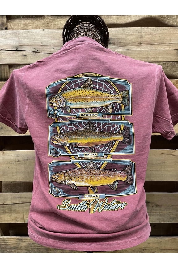 Backwoods South Waters Fishing Trout Unisex Soft T-Shirt