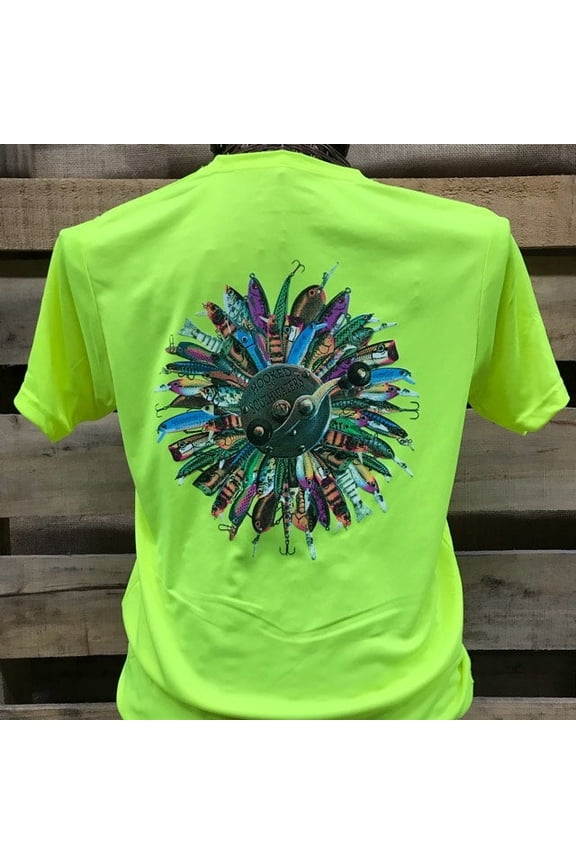 Backwoods South Waters Hooked On Fishing Lures Bright Dri Fit Unisex T Shirt