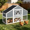 thumbnail image 1 of Backyard 2-Tier Wooden Chicken Coop with 4 Nesting Boxes for 6 Hens, Gray and White, 1 of 8