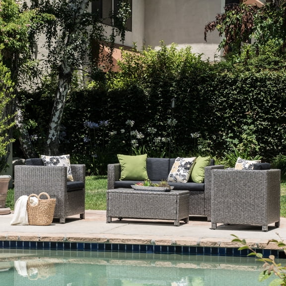 Backyard 4-Piece Sofa Collection | Relax and Chat in the Fresh Air | Rattan and Foam-Filled Cushions on Iron | Solve the Issue of Unstable Outdoor Seating