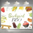 thumbnail image 1 of Backyard BBQ Backdrop Barbecue  Fruit Juice Ice Cream Photography Background Picnic Outdoor Backyard Party Decoration Supplies Favors Cake Table Banner Photo Booth Studio Props, 1 of 4