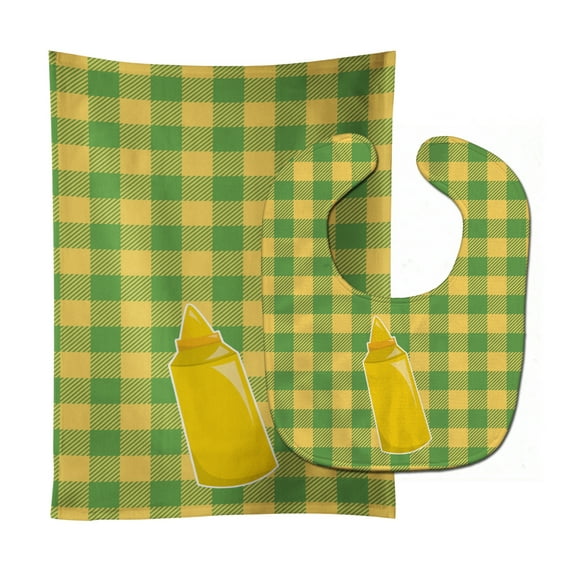 Backyard BBQ Mustard Baby Bib and Burp Cloth