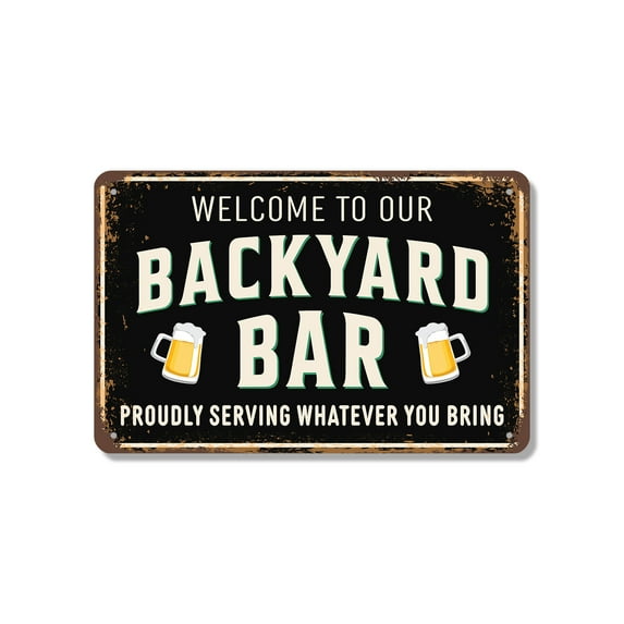 Backyard Bar 18 Inch x 24 Inch Novelty Aluminum Metal Sign Good Friends Cold Drinks Durable Weatherproof Perfect for Patios Decks Tiki Bars Fun Gift for Hosts Neighbors Family Crafted