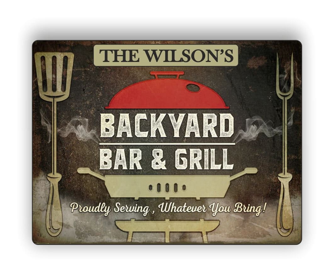Backyard Bar & Grill Sign, Bar sign, BBQ Sign, Patio Sign, Garden bar