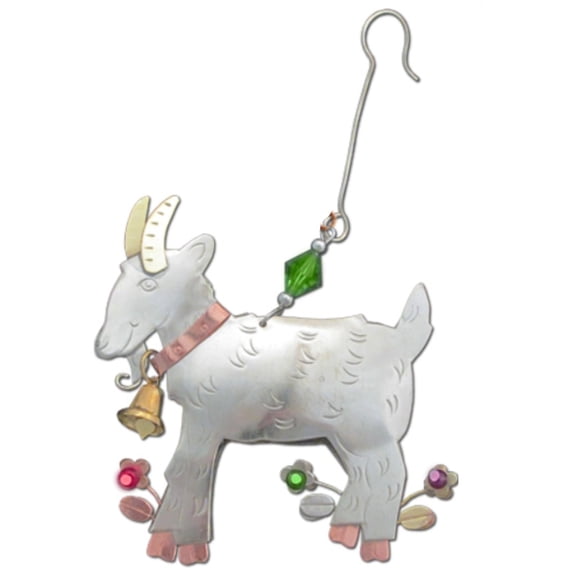 Backyard Billygoat Metal Christmas Tree Ornament 3.25 Inch Fair Trade Multicolor