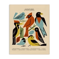 Backyard Birds Midcentury Modern Canvas Wall Art, design by Renea L. Thull