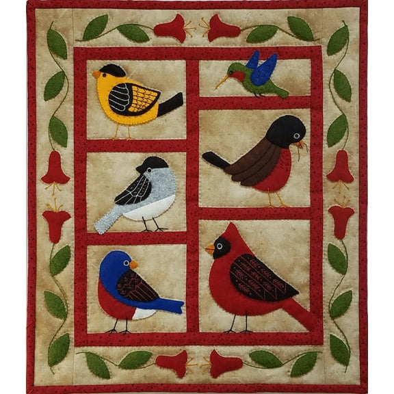 Backyard Birds Wall Quilt Kit by Rachel's of Greenfield | Wool Felt Quilt Kit | Wall Hanging Kit