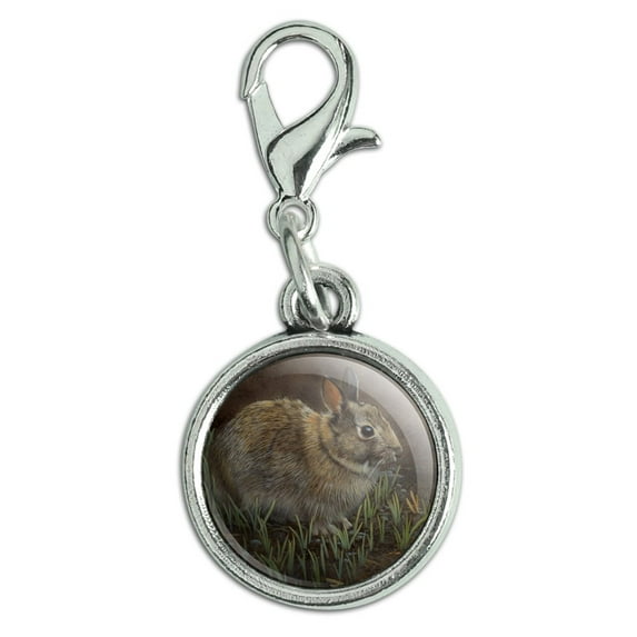 Backyard Bunny Rabbit Hare Antiqued Bracelet Pendant Zipper Pull Charm with Lobster Clasp