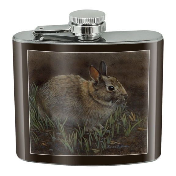 Backyard Bunny Rabbit Hare Stainless Steel 5oz Hip Drink Kidney Flask
