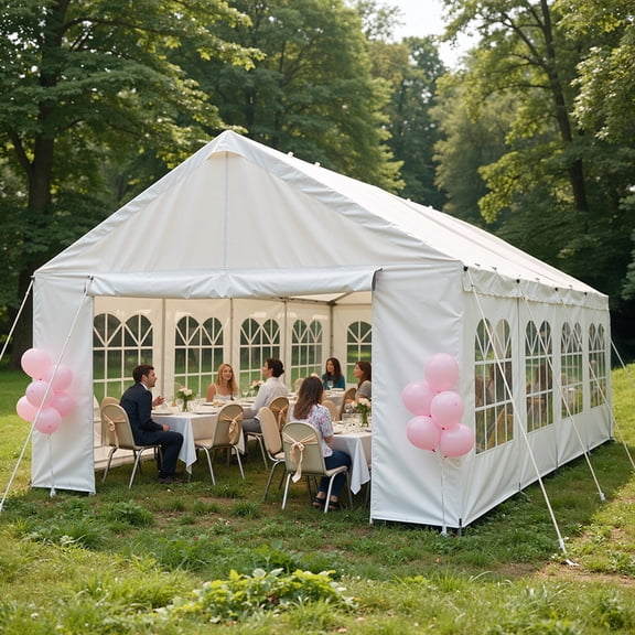 Backyard Canopies 13'x26' Carport Car Canopy Party Tent Outdoor Gazebo with Removable Sidewalls, Outdoor Gazebo with 2 Ground Tubes, Commercial Tents for Parties Wedding BBQ,Portable Canopies