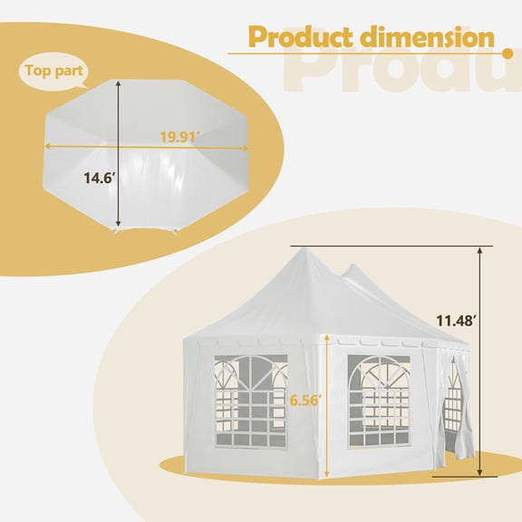 Backyard Canopies 20x15 ft Party Tent, Heavy Duty Event Tent with 1 Doors and 7 Windows,White Wedding Tent, Waterproof,UV Protection Outdoor Gazebo Pavilion Shelter Tent for Party, Event,Picnic,White