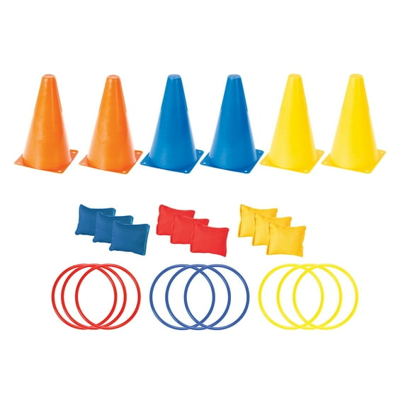 Backyard Carnival Game Set Children's Ring Toss Bean Bag Toss & Cones,