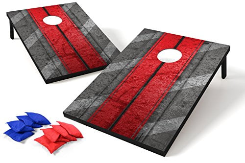 Backyard Champs Tailgate Mdf Cornhole With 8 Regulation Bean Bag Set 2 X 3 Feet, Red