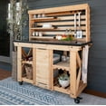 thumbnail image 1 of Backyard Discovery 48" Cedar Wood Buffet Hutch Serving Station, Steel Top, Wine Rack, 1 of 13
