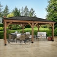 thumbnail image 1 of Backyard Discovery Barrington 20' x 12' Cedar Wood Gazebo, Galvanized Steel Roof, PowerPort, 1 of 14