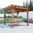 thumbnail image 1 of Backyard Discovery Beaumont 10'x10' Cedar Wood Patio Pergola Kit, Trellis Roof, PowerPort, 1 of 11