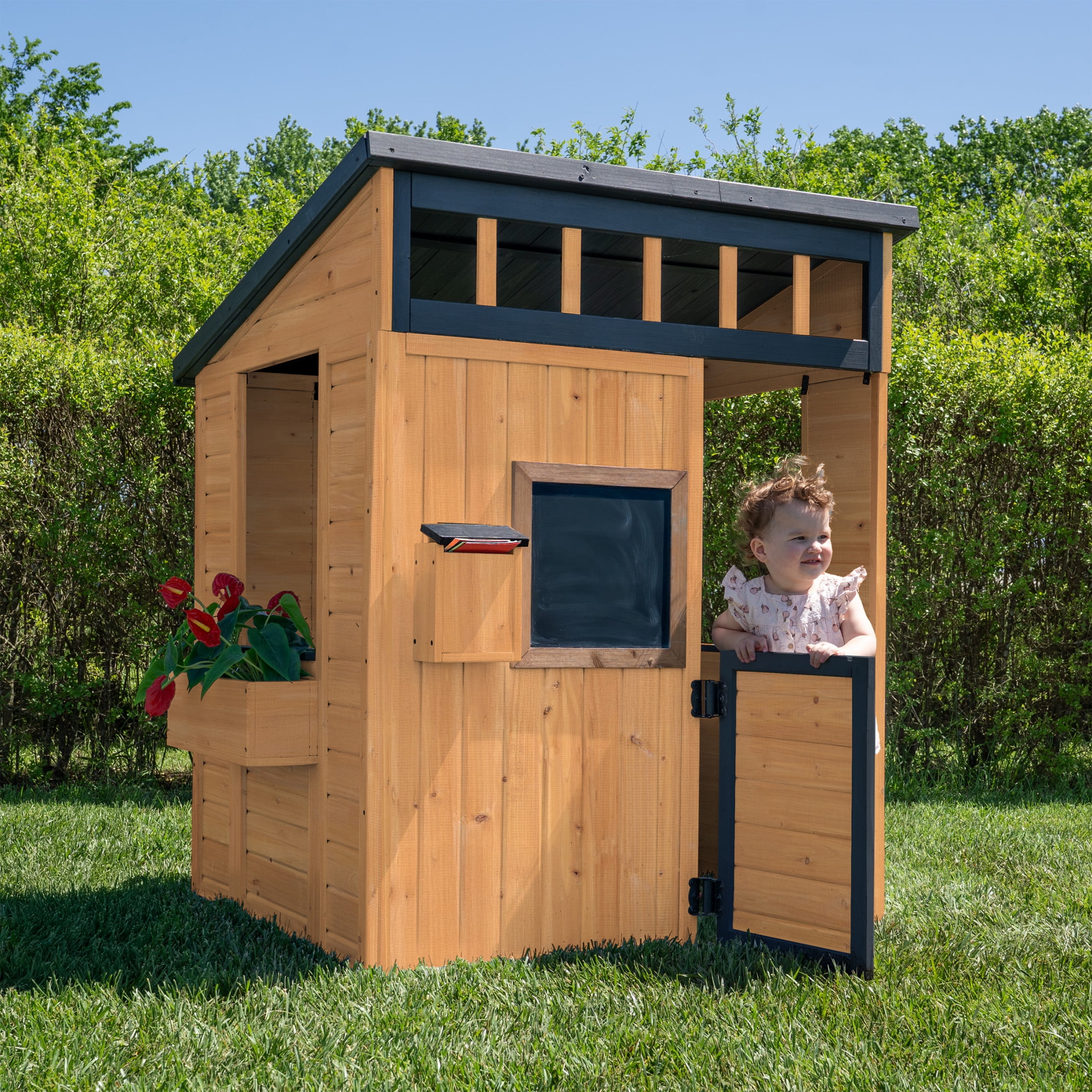 Caraway Cottage Cedar Wood Kids Outdoor Playhouse with Kitchen