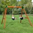 thumbnail image 1 of Backyard Discovery Durango Cedar Wood A-Frame Swing Set, Two Belt Swings, Pinch-Free Ropes, 1 of 8