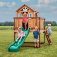 thumbnail image 1 of Backyard Discovery Echo Heights Cedar Wooden Elevated Playhouse, Slide, Play Kitchen, 1 of 13