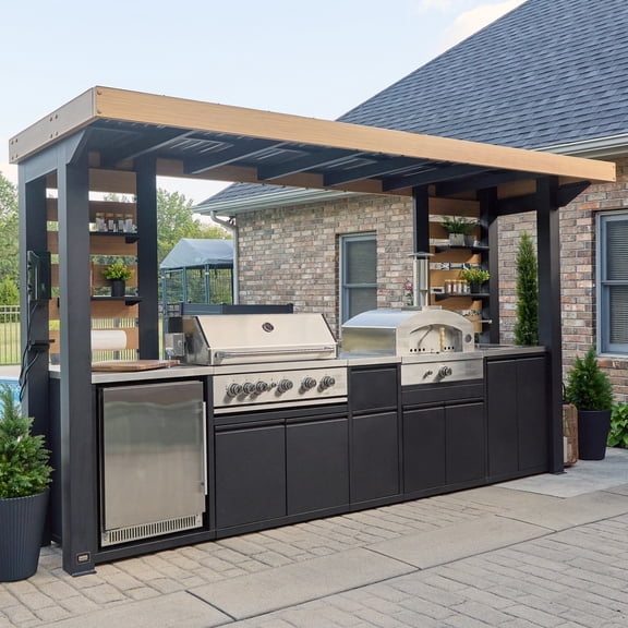 Backyard Discovery Fusion Flame 2 Galvanized Steel Outdoor Kitchen, Grill, Pizza Oven