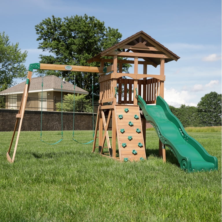 Backyard Discovery Lightning Ridge Cedar Wooden Swing Set for Kids