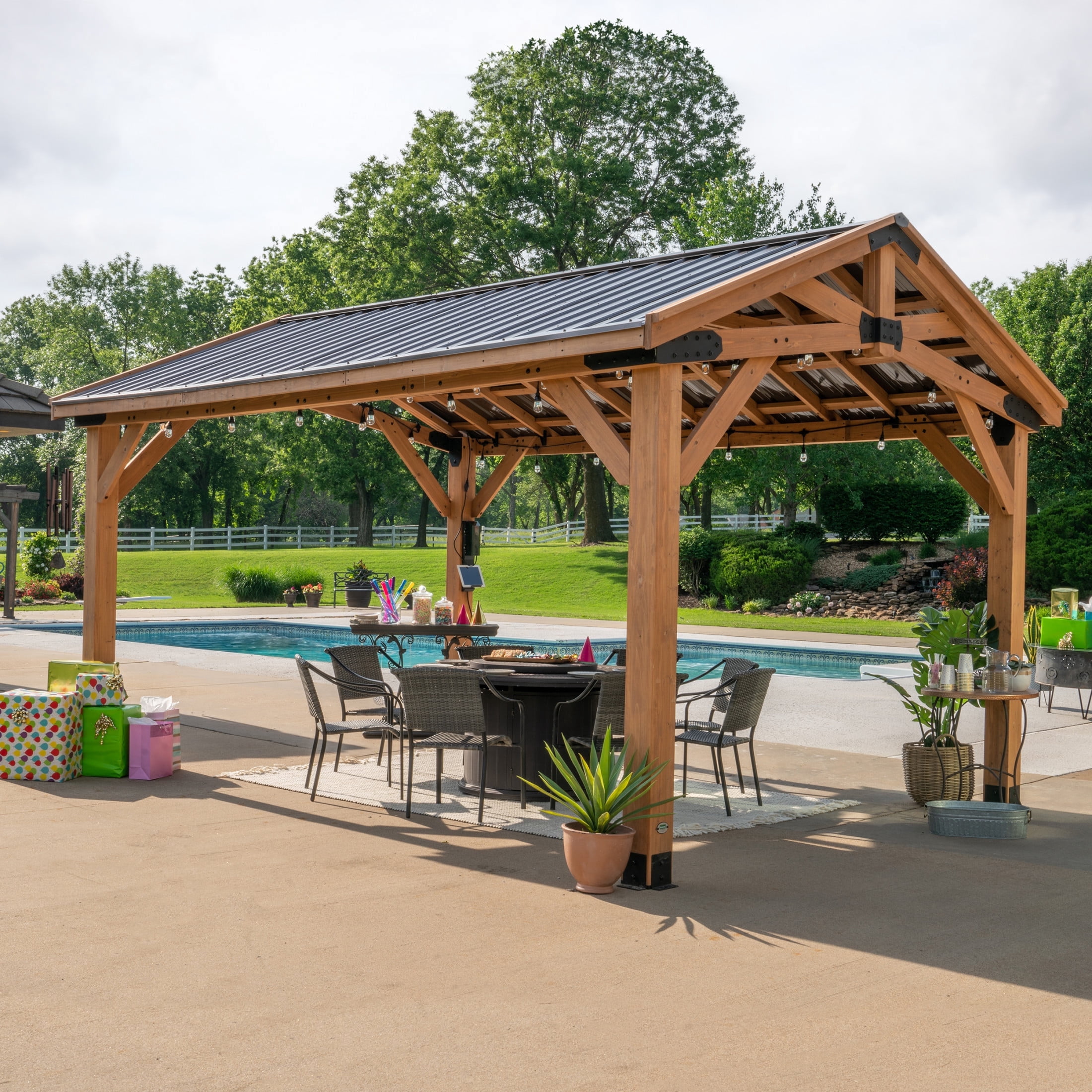 Backyard Discovery, Wooden Gazebo, 16' x 12', Cedar with PowerPort