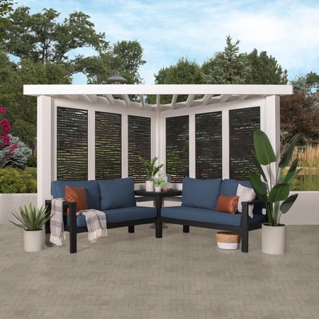 Backyard Discovery Ridgedale 12x8' Galvanized Steel Cabana Corner Pergola, Canopy, Seating